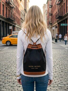 Henri Bendel RARE New York Bendel Girl Collection Canvas/Leather bucket backpack